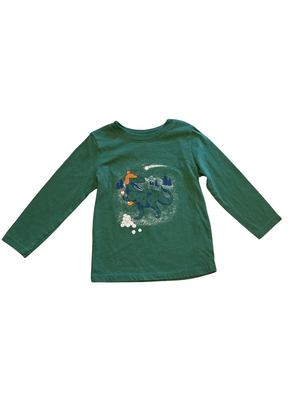 Cat & Jack Forest Green Long-Sleeve Dinosaur Tee
